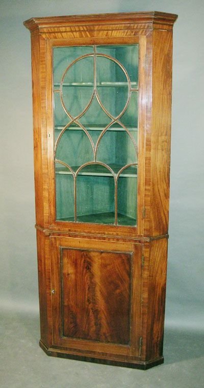 George III Mahogany Standing Corner Cupboard